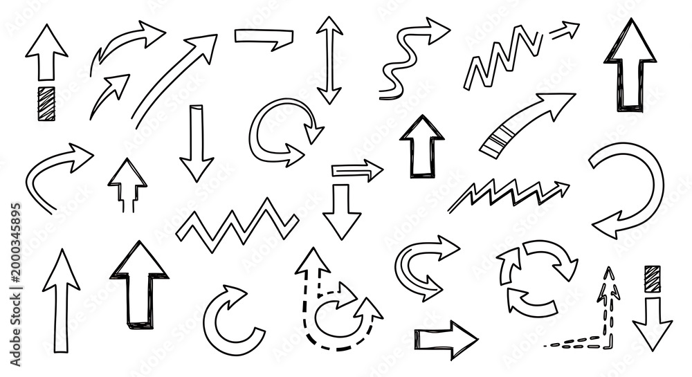 Fototapeta premium hand drawn arrows collection in various styles on transparent background high quality