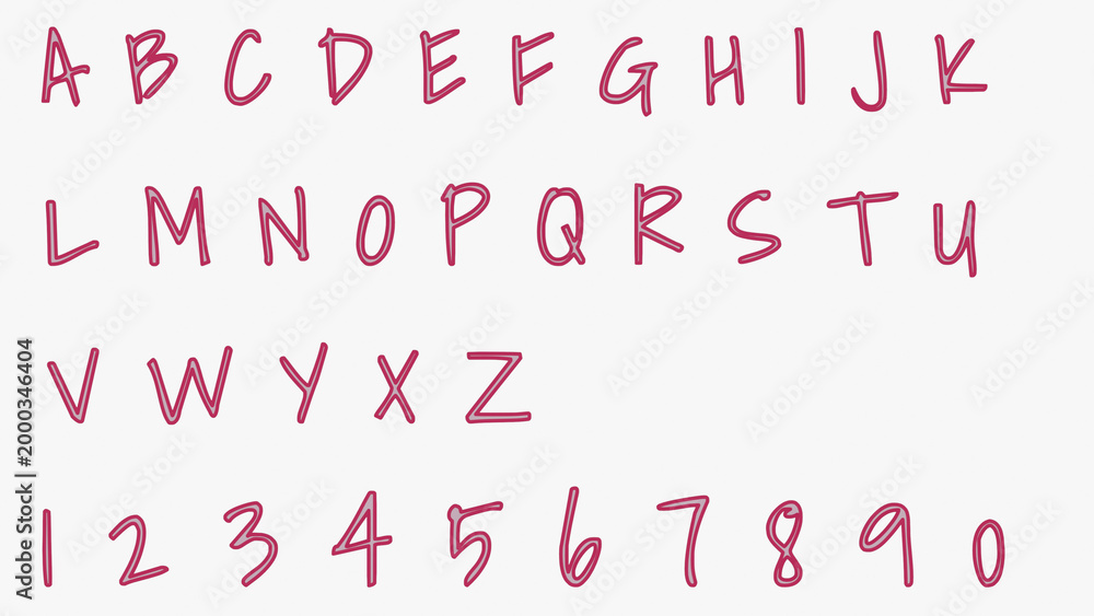 Obraz premium Pink Casual Handwritten Alphabet Font Set Letters