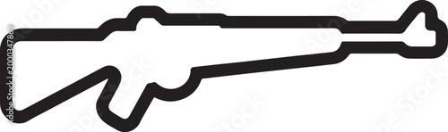 Minimalist Military Sniper Rifle Icon - Tactical Long Barrel Gun Line Vector