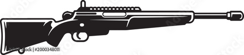 Modern Bolt Action Sniper Rifle - Tactical Firearm Vector Illustration Symbol