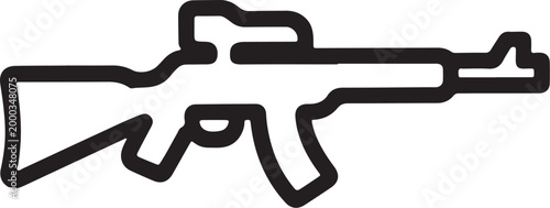 Tactical Assault Rifle with Scope Line Icon - Minimalist Military Gun Vector