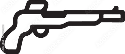Tactical Assault Rifle Line Icon - Minimalist Military Carbine Vector Design