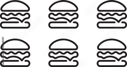 Cute burger vector silhouette collection big set on white background Burger and snack icons set – silhouette, solid, fast food and dining symbols 