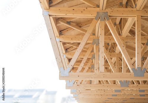 Wooden Roof Trusses with Metal Gusset Plates for Building Construction