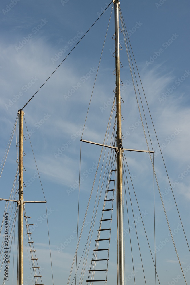 Obraz premium ropes cables on a blue background.