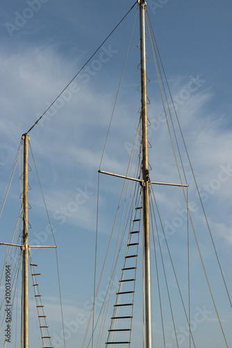 ropes cables on a blue background.