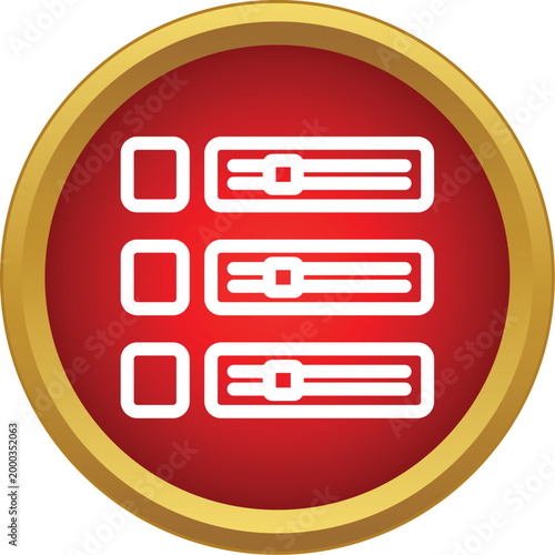 Settings icon presenting options for user interface adjustments in a red circle