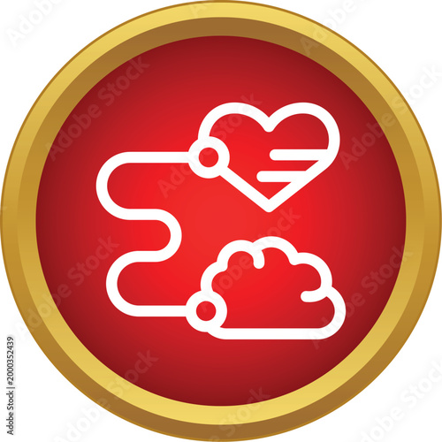 Heart and brain connecting with a line, symbolizing emotional and logical balance