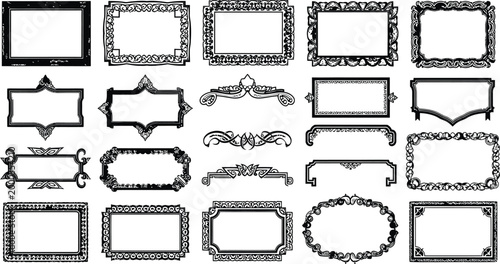 Elegant vintage picture frames collection set isolated on white background, Vector