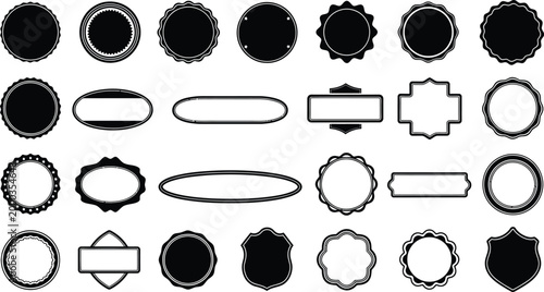Set of elegant black and white border frames isolated on white background, Vector