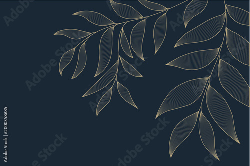 Canvastavla Elegant gold leaf design on a dark blue background for luxury and sophistication leaves