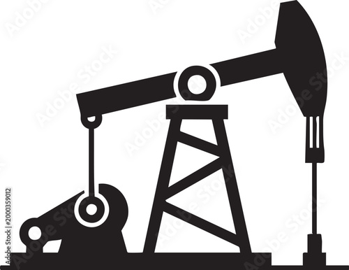 Oil pump jack silhouette icon for industrial drilling sector