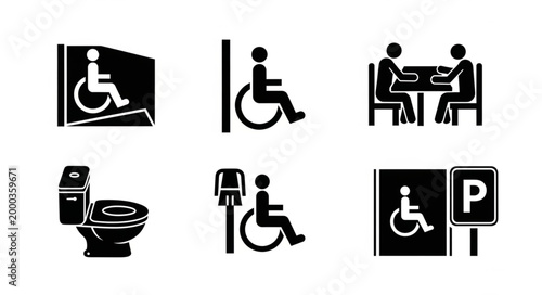 Collection of accessibility symbols for disabled people.