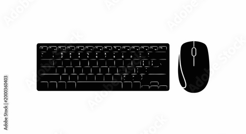 Black computer keyboard and mouse.