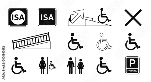 Collection of accessibility and disabled symbols and icons.