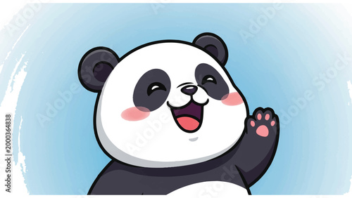 Smiling Cartoon Panda Bear Character.