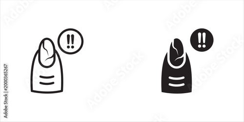 Cracked nail icon set outline vector. Gel nails building. Manicure correction service