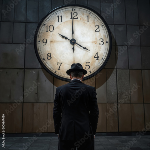 Naklejka man with clock