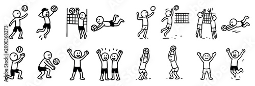 Sports icons with player and ball playful