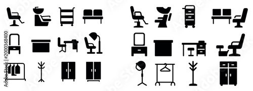 Furniture icons with chair sofa mirror minimal