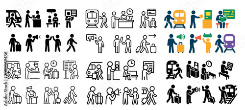 Public transport commuter icon set