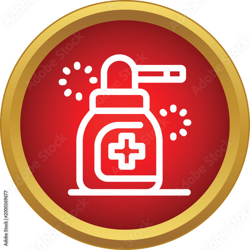 Throat spray bottle representing medical treatment and health care
