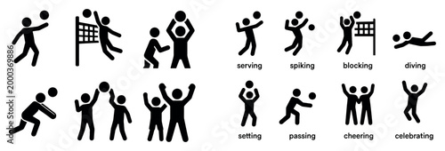 Sports icons with player ball net silhouette