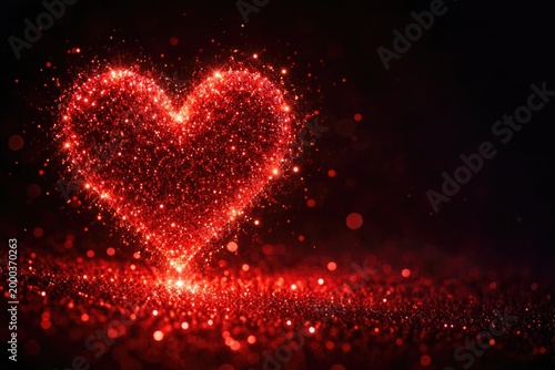 Heart shaped red glitter pa...