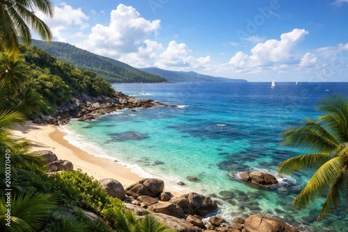 Idyllic oceanfront view hig...