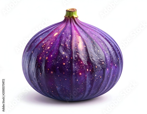 Single ripe fig with a cosmic galaxy pattern on its skin.