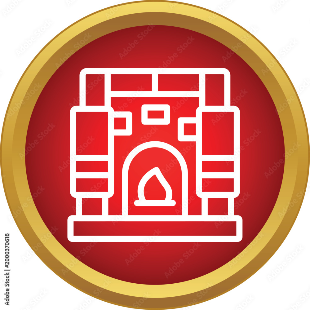 Naklejka premium Fireplace icon symbolizing cozy home interiors and heating