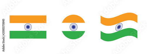 India flag variations: rectangle circle waving shapes with national republic illustration official patriotism independence celebration