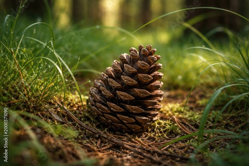 Close-up of a solitary pine...