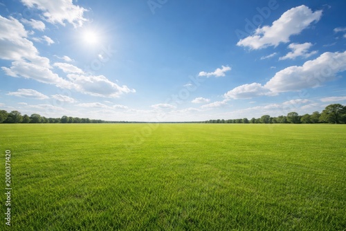 Broad green turf expanse un...