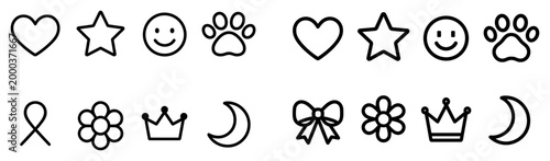 Symbol icons with heart star smile minimal
