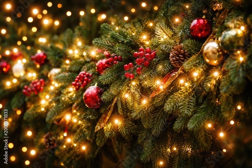 Lush green Christmas backdr...