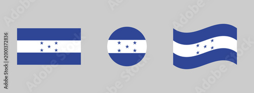 Honduras national flags displayed in rectangular circular waving formats with honduras national republic illustration official patriotism sovereignty independence