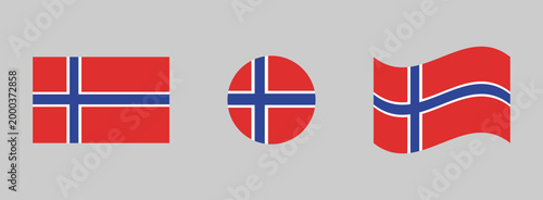 Norway national flags displayed in rectangular circular waving formats with national illustration official patriotism sovereignty independence heraldry identity