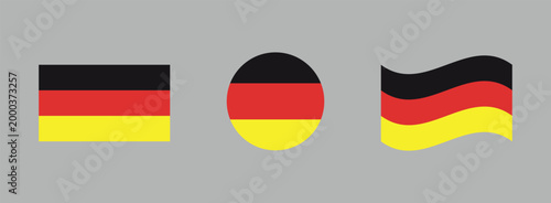 Germany national flags displayed in rectangular circular waving formats with national illustration official patriotism sovereignty independence heraldry identity