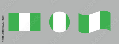 Nigeria flag variations: rectangle circle waving with republic national patriotism patriotic rectangle illustration isolated background tricolor vertical