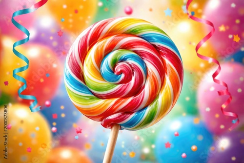 Candy swirl lollipop on sti...