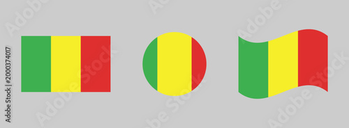 Mali flag variations: rectangle circle waving with republic national patriotism patriotic rectangle illustration isolated background tricolor vertical official