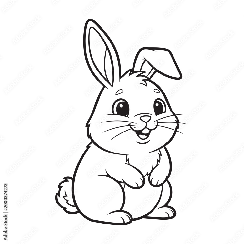 Obraz premium Cute rabbit cartoon coloring page illustration vector. For kids coloring book