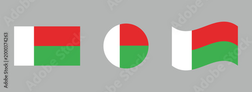 Madagascar flag variations: rectangle circle waving with madagascar republic national patriotism patriotic rectangle illustration isolated background tricolor