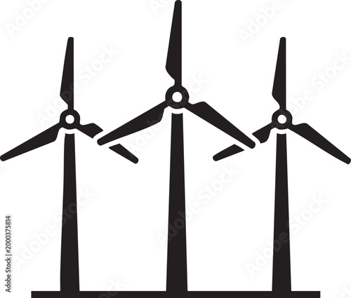 Wind turbine farm renewable energy icon with renewable, generator