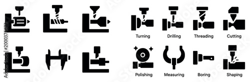 Machining icons with lathe drill cutter solid