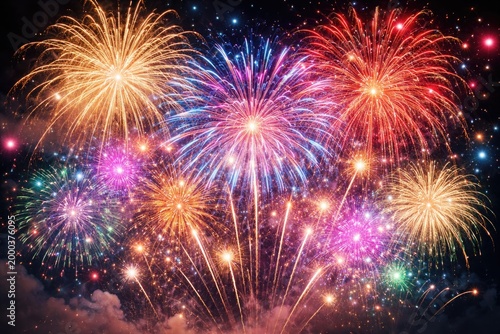 Illuminated fireworks explo...