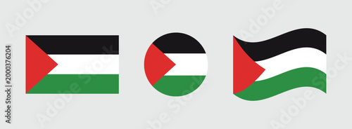 Palestine flags: rectangle circle waving with middle east palestine national triangle tricolor horizontal vertical circular republic official patriotism