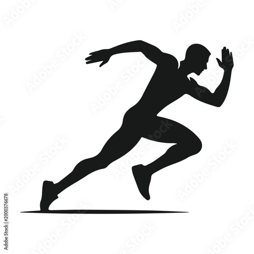 Silhouette of a sprinting athlete in motion running fast.