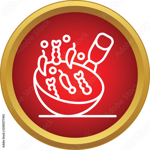 Process preparing kimchi in a bowl with chili peppers and napa cabbage pieces